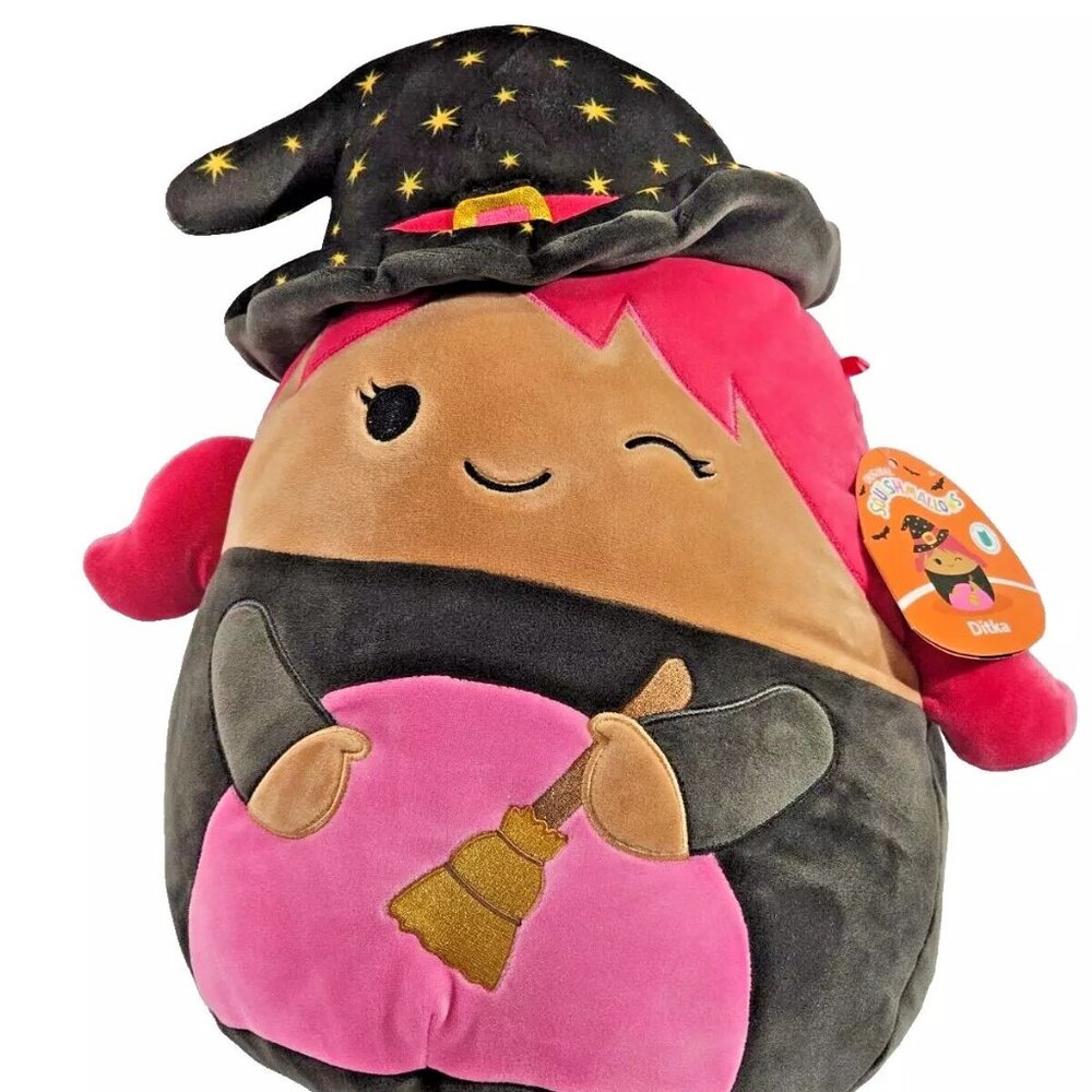 Squishmallow KellyToy Ditka Pink‎ Winking Witch BeWitched Girl 15" Plush 1401-2